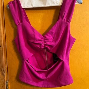 Bebe Sexy Cutout Hot Pink Orchid Fuchsia Top